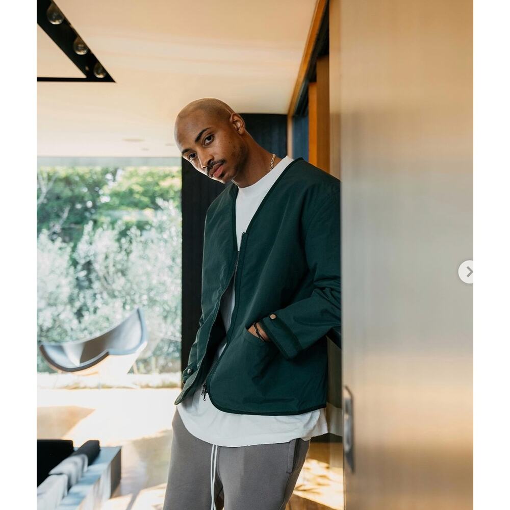 Men's Dark Green Richie Le Nylon Half Zip Puffy Medium